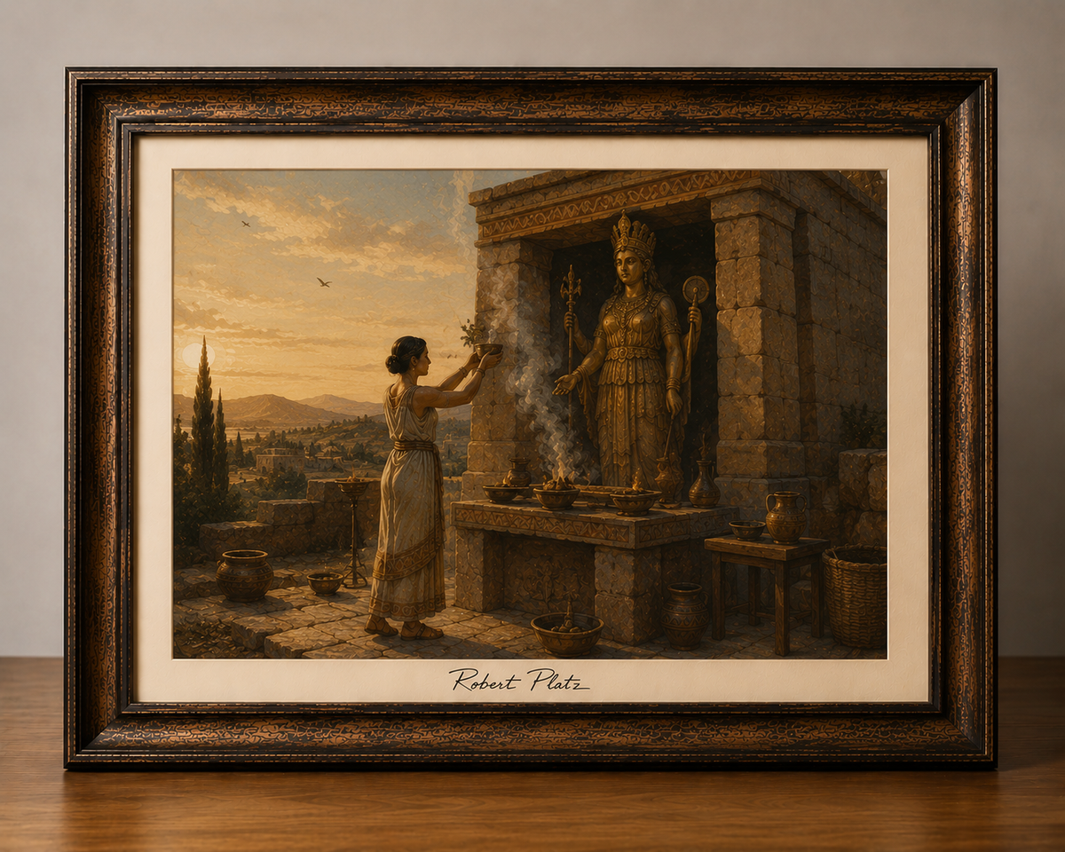 Ancient Temple Offering at Sunset