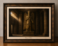 Ancient Winged Deity in Temple Frame