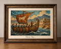Bronze Age Ship Under a Golden Sail