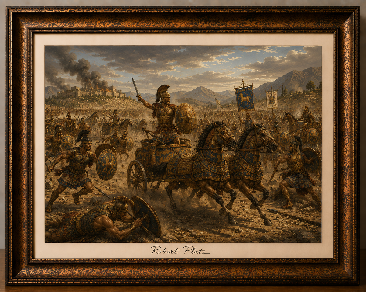 Chariots Clash Beneath a Smoky Sky
