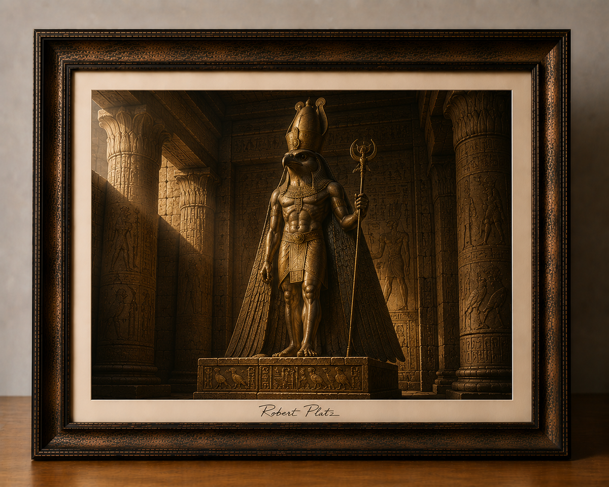 Framed Falcon God in Temple Light